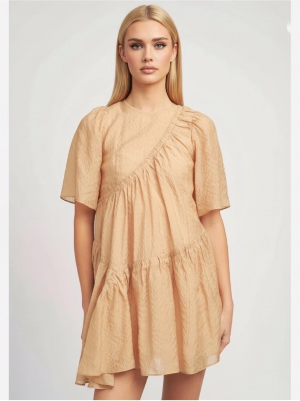 En Saison Dee Dee Asymmetrical Striped Mini Dress